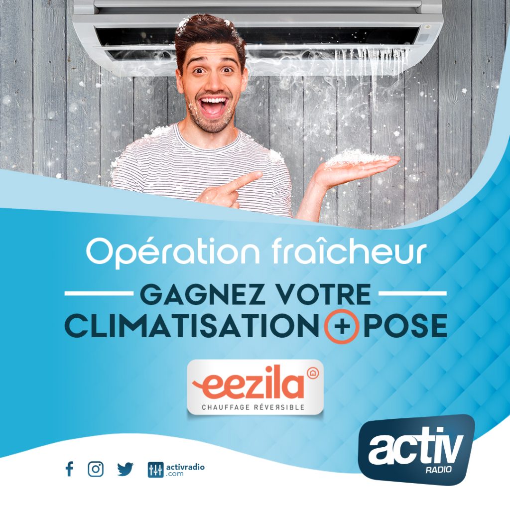 encart annonce du jeu Gagne ta clim eezila et activ radio